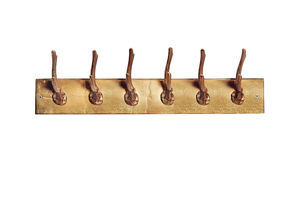 Dekorative Wandgarderobe DEER 50cm gold Metall Hirschgeweih Kleiderhaken