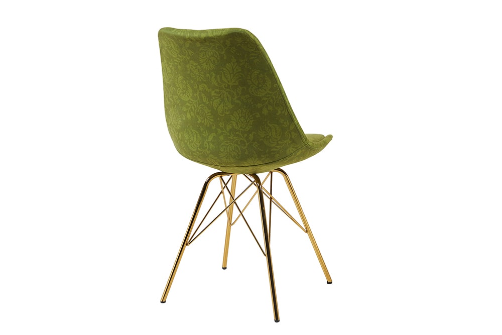 Design Stuhl SCANDINAVIA MEISTERSTÜCK grün Chenille gold Metall