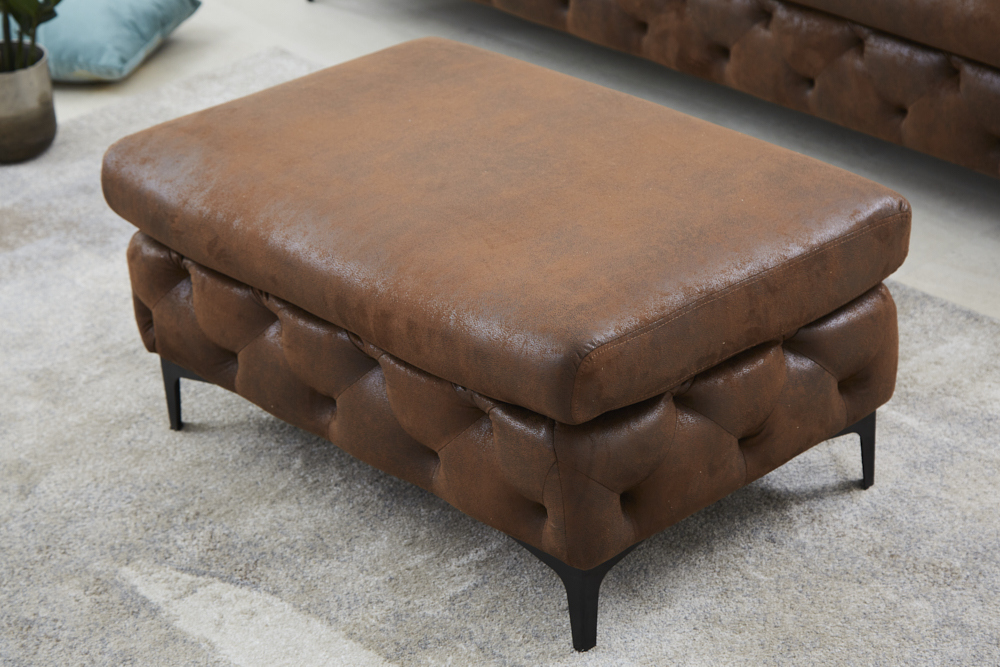 Chesterfield Sitzhocker MODERN BAROCK 90cm antik braun Fußhocker