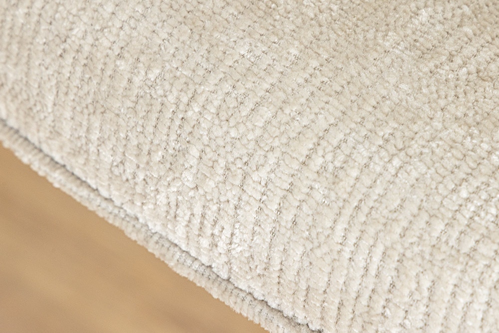 Drehbarer Retro Stuhl AVIGNON beige Chenille schwarze Metallbeine