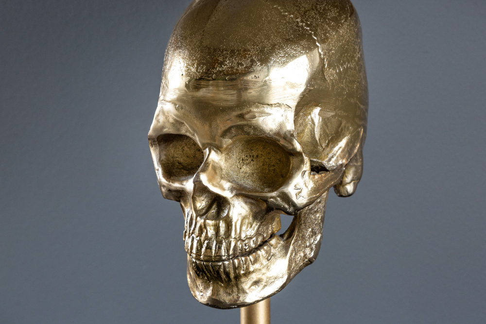 Extravagante Tischlampe SKULL 56cm schwarz gold Metall Totenkopf Skulptur Leuchte