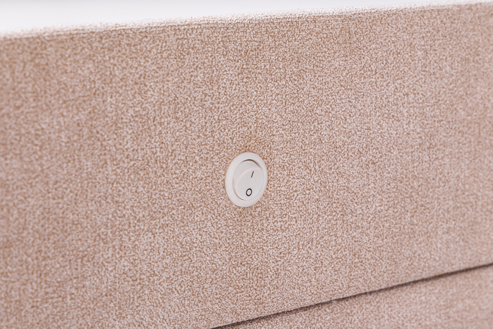 Quadratischer Nachttisch TOULOUSE 55cm beige Samt inkl. Beleuchtung und Schubladen