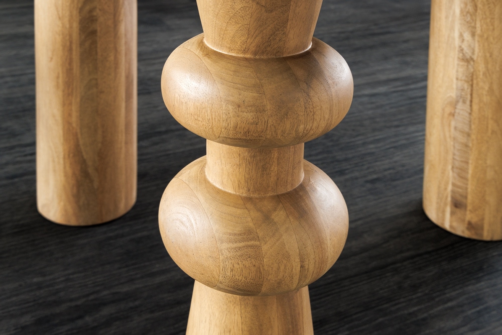 Runder Esstisch ARTE 120cm kaschmir beige finish Mangoholz massiv mit markantem Gestell