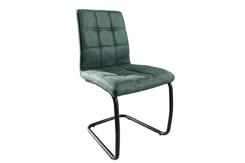 Design Freischwinger Stuhl MODENA vintage petrol Microfaser mit Ziersteppung