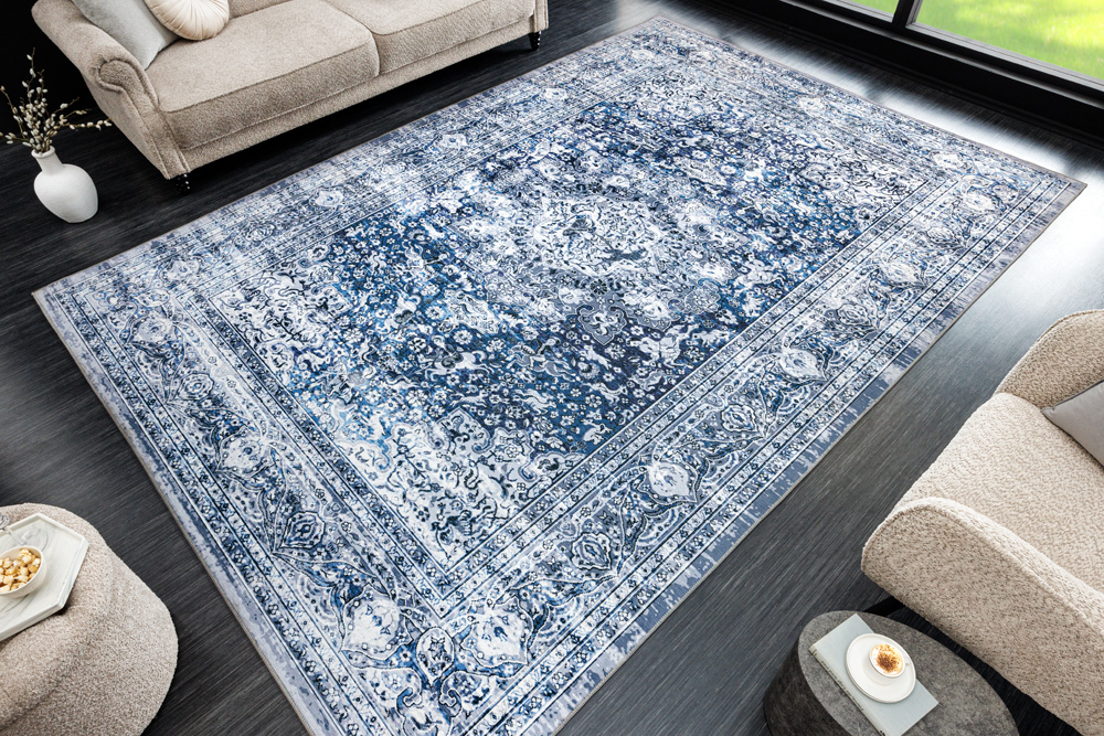 Orientalischer XXL Teppich OLD MARRAKESCH 350x240cm grau blau Flachgewebe » Jetzt kaufen