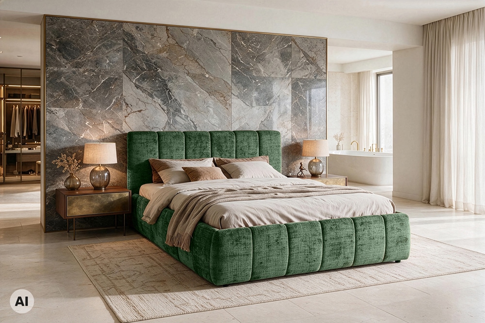 Design Boxbett ADLON 180x200cm petrol grün Chenille Cremona mit Stauraum und Lattenrost