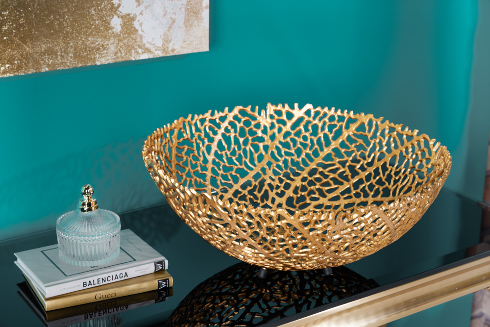 Filigrane Design Schale ABSTRACT LEAF 45cm gold Handarbeit » Jetzt kaufen