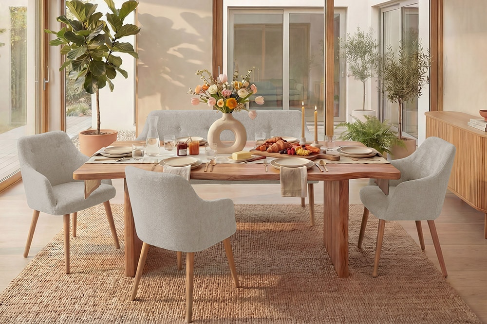 Nordische Sitzbank SCANDINAVIA MEISTERSTÜCK 115cm beige natur Massivholz mit Armlehne » Jetzt kaufen