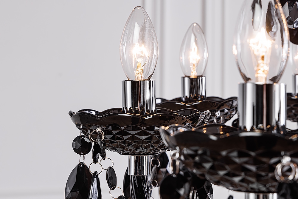Design Kronleuchter BLACK CRYSTAL XL 80cm schwarz Acryl 15-armig Lüster
