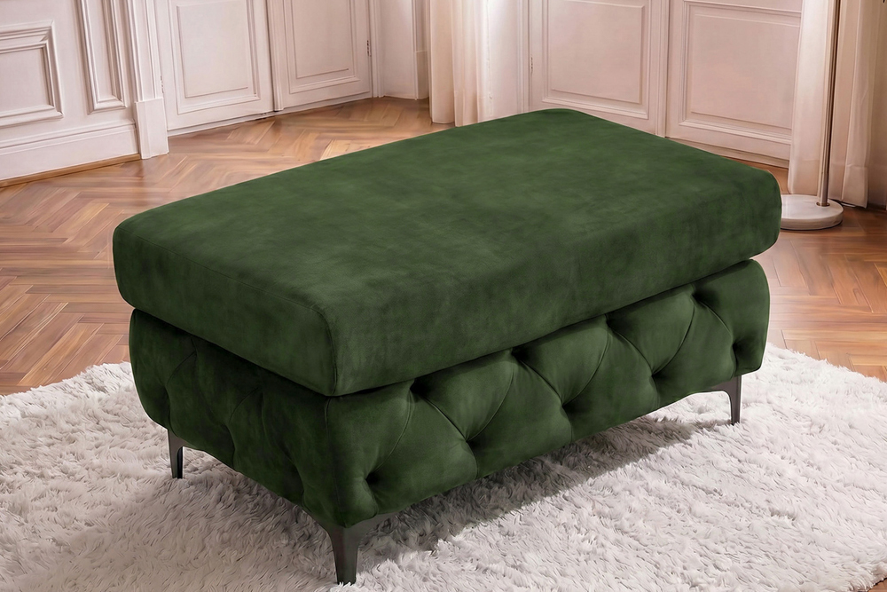 Chesterfield Sitzhocker MODERN BAROCK 95cm grün Samt Fußhocker