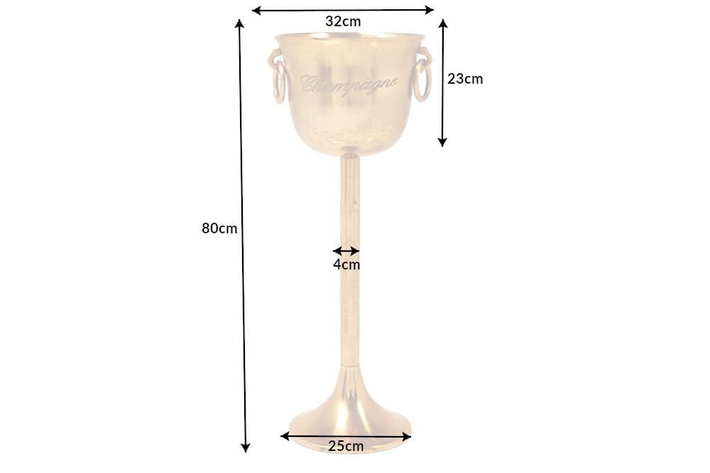 Dekorativer Sektkühler CHAMPAGNE 80cm antik gold handmade Metall Flaschenkühler