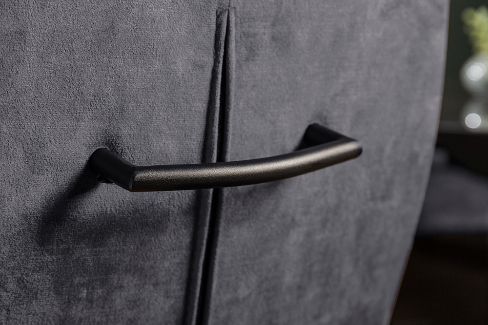 Moderner Freischwinger Stuhl COMFORT grau Samt mit Komfortgriff