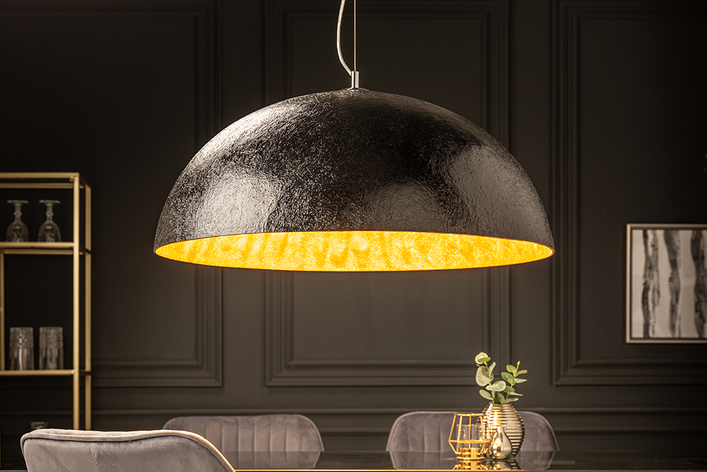 Elegante Design Hängeleuchte GLOW 70cm schwarz gold Hängelampe