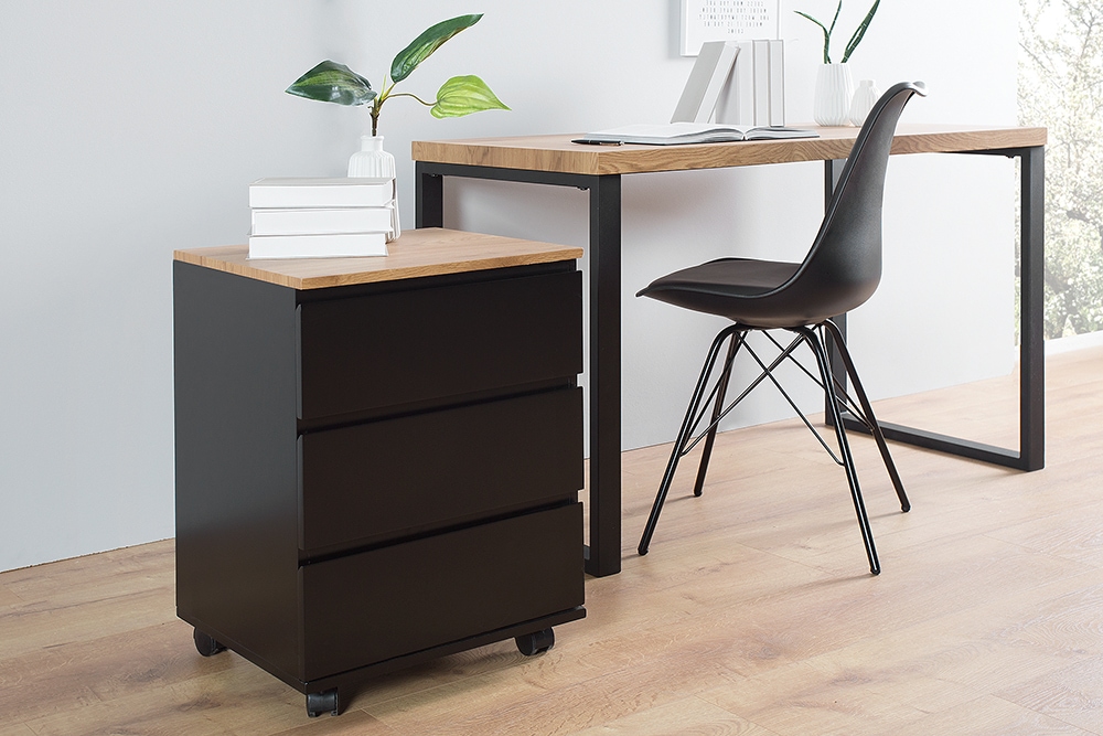 Moderner Rollcontainer BIG DEAL 46cm edelmatt schwarz Eiche