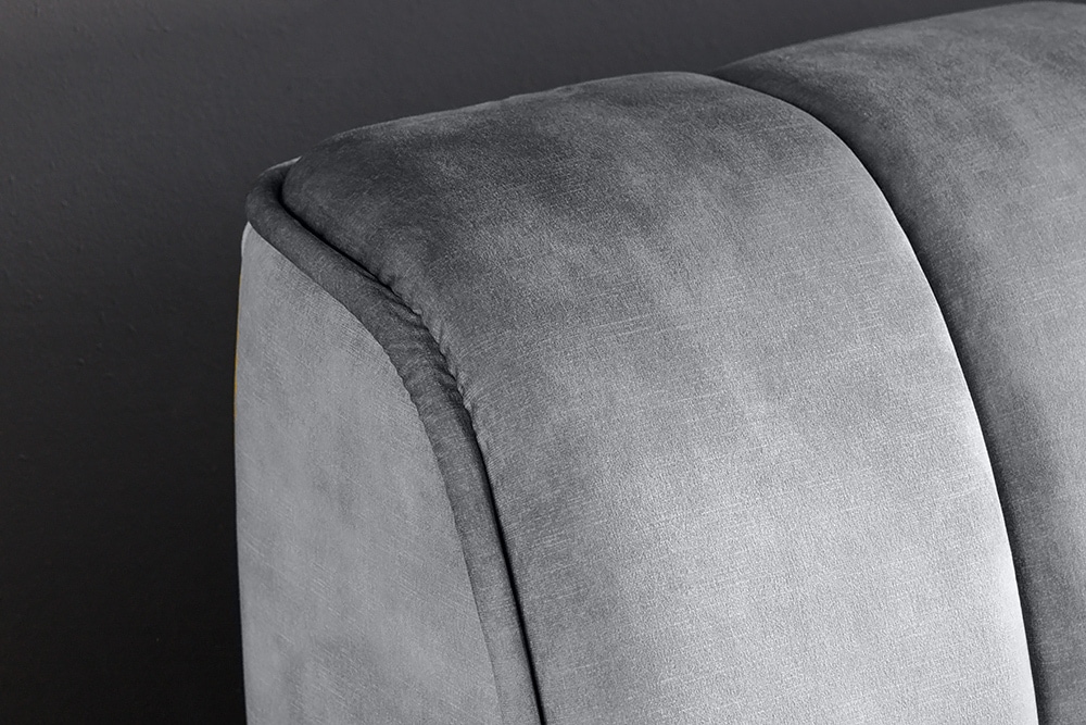 Retro Bett AMSTERDAM 180x200cm grau Samt schwarz Metall Polsterbett