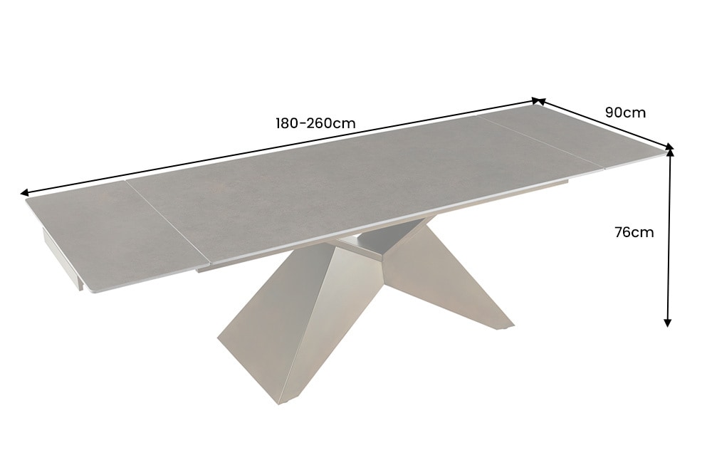 Design Esstisch DIAMOND 180-260cm rost Keramik Metallgestell bronze