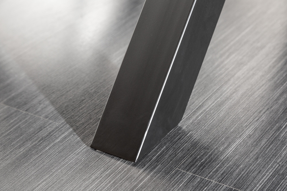 Massivholz Esstisch BARRACUDA 220cm natur Teak schwarz Metall X-Gestell inkl. Glasplatte