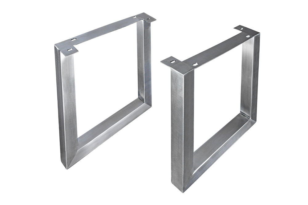 2er Set Tischgestell U-FRAME 70cm Edelstahl gebürstet matt Tischbeine Kufe Esstisch