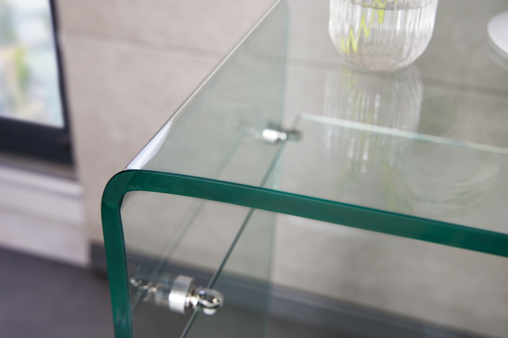 Design Konsolentisch FANTOME 100cm Glas transparent mit Ablage