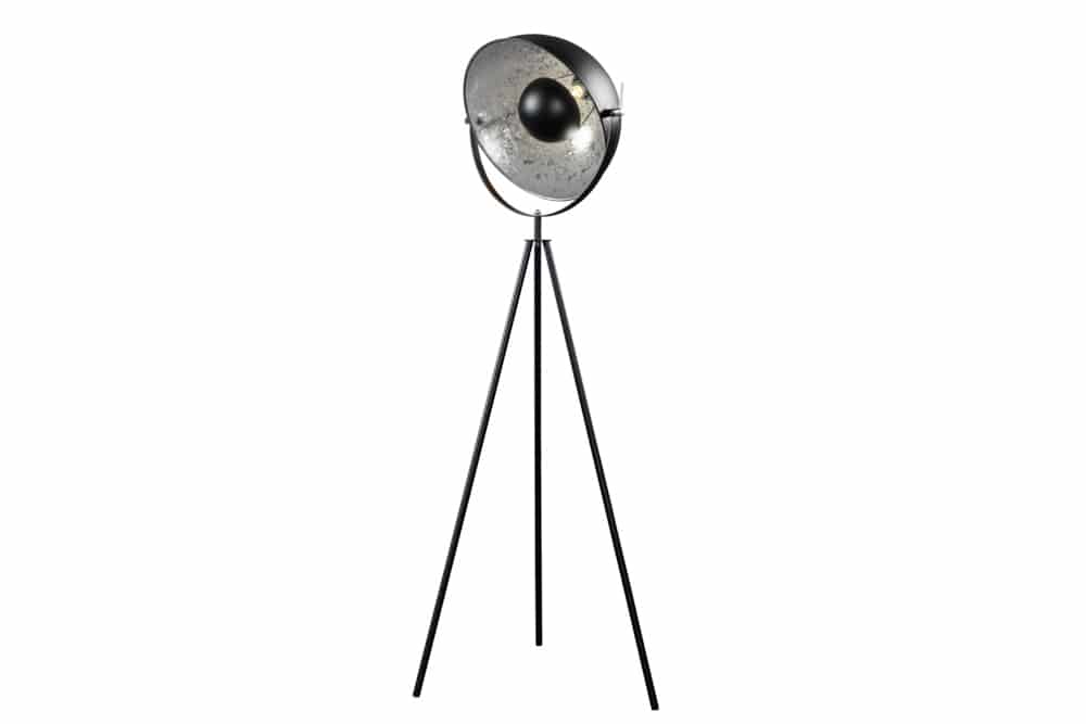 Industrial Stehlampe STUDIO 150cm schwarz Blattsilber-Optik neigbarer Schirm
