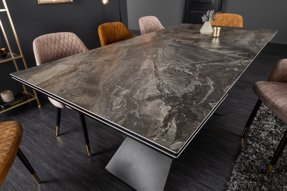 Ausziehbarer Esstisch EUPHORIA 180-220-260cm taupe anthrazit Keramik made in Italy