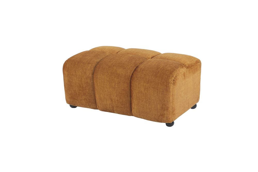 Moderner Hocker CLOUD 100cm senfgelb Vogue Samtstoff Federkern Fußhocker Sitzhocker