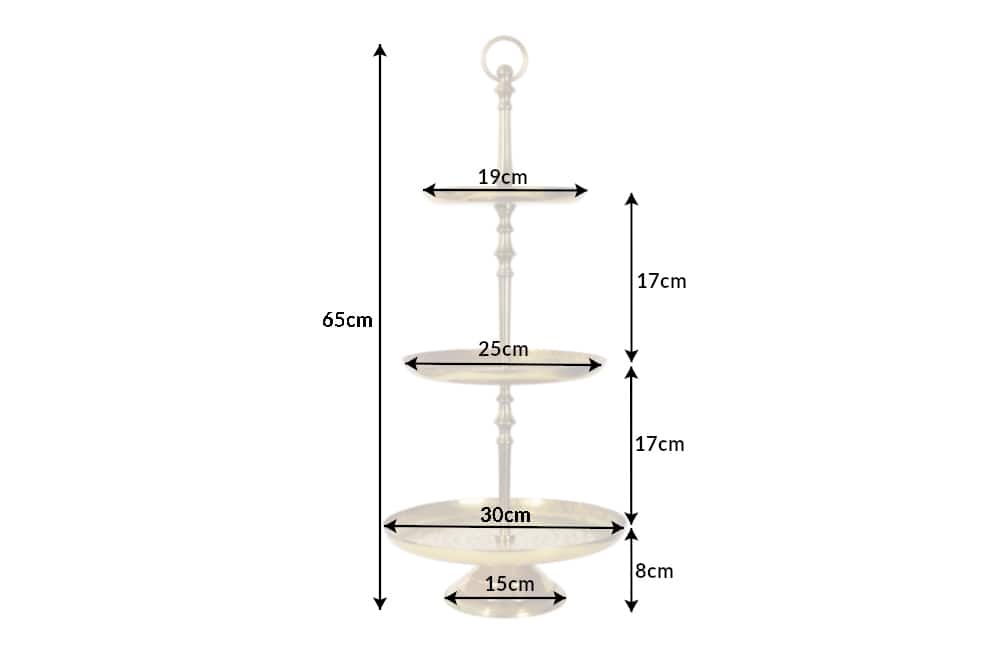 Design Etagere ORIENT 65cm gold im Wild Hammerschlag mit drei Etagen