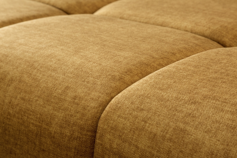 Extravaganter Hocker ELEGANCIA 110cm senfgelb Vogue Velours Samt mit Ziersteppung