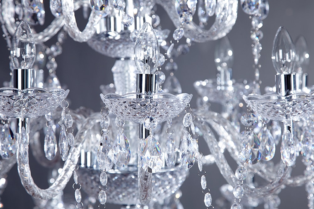 Design Kronleuchter CRYSTAL XXL 120cm klar Acryl 30-armig Kristall-Lampe