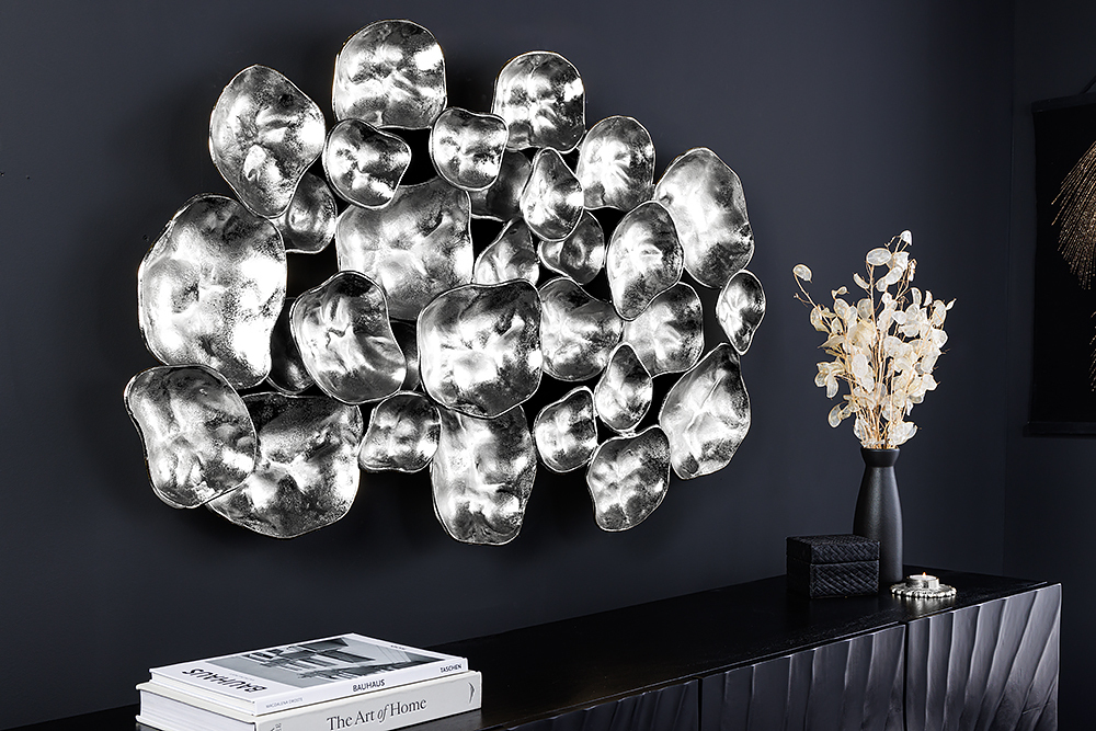 Moderne Wanddekoration VARIATION 105cm silber Metall handmade Moderne Wanddekoration VARIATION 105cm silber Metall handmade