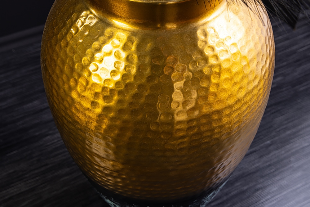 Handgefertigte Deko Vase ORIENT L 60cm gold Metall mit Patina Hammerschlag Design