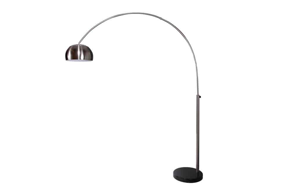 Ausziehbare Bogenlampe LOUNGE DEAL 170-210cm chrom gebürstet Marmorfuß Stehlampe