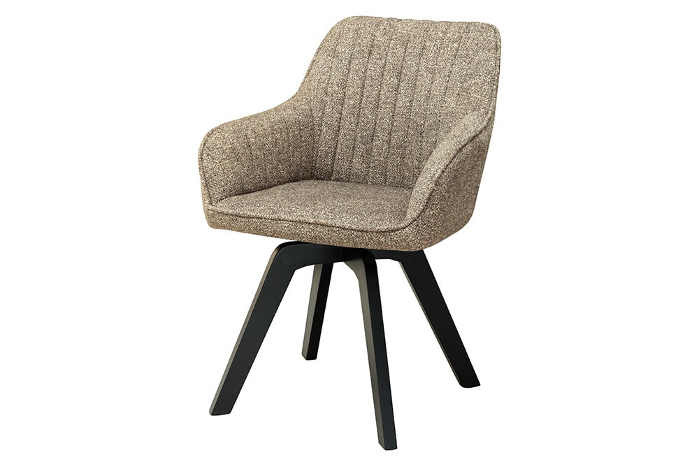 Design Stuhl LIVORNO taupe Strukturstoff schwarz Massivholz drehbar Auto-Return-Funktion