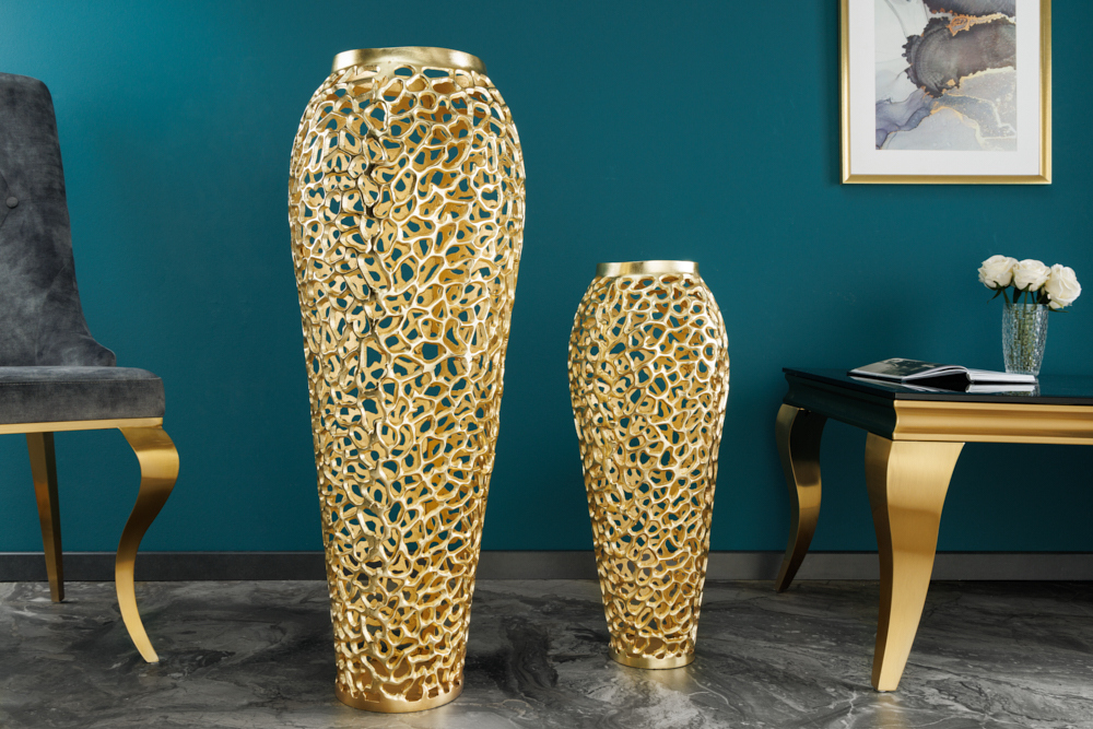 Filigrane Design XXL Vase ABSTRACT LEAF 90cm gold Handarbeit