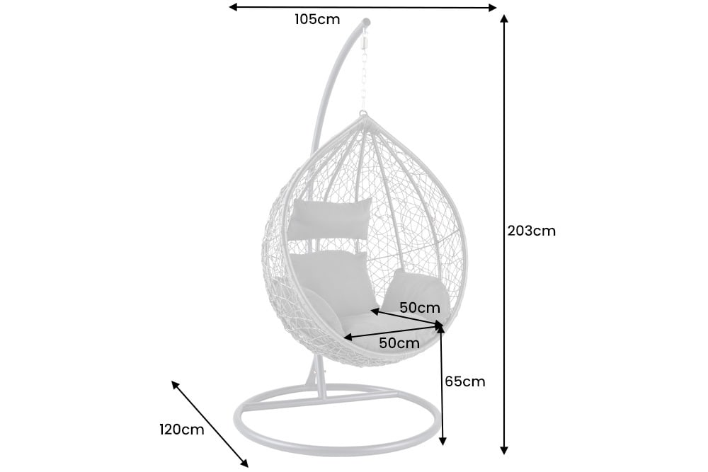 In- und Outdoor Hängesessel LOFT anthrazit grau Gartenstuhl inklusive Kissen wetterfest