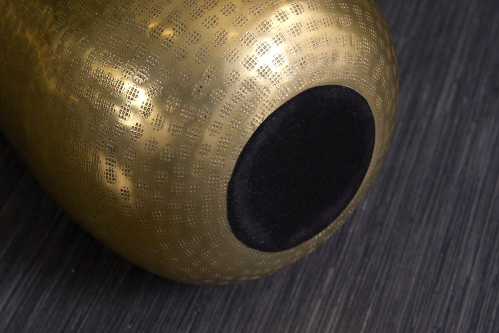Elegante Vase ORIENT 50cm gold im Grid Hammerschlag Design