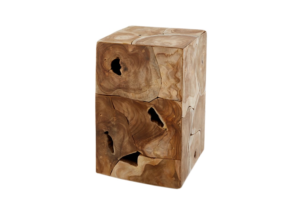 Massiver Beistelltisch SQUARE 30cm Teakholz Würfel Sitzhocker
