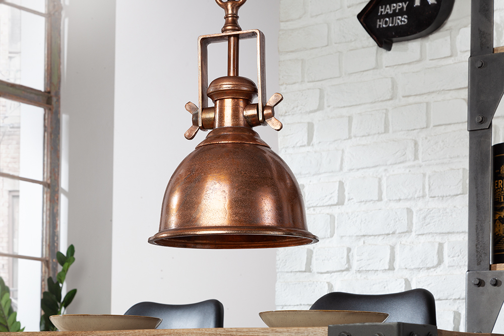 Design Hängelampe INDUSTRIAL 45cm kupfer geflammt Industrial Stil