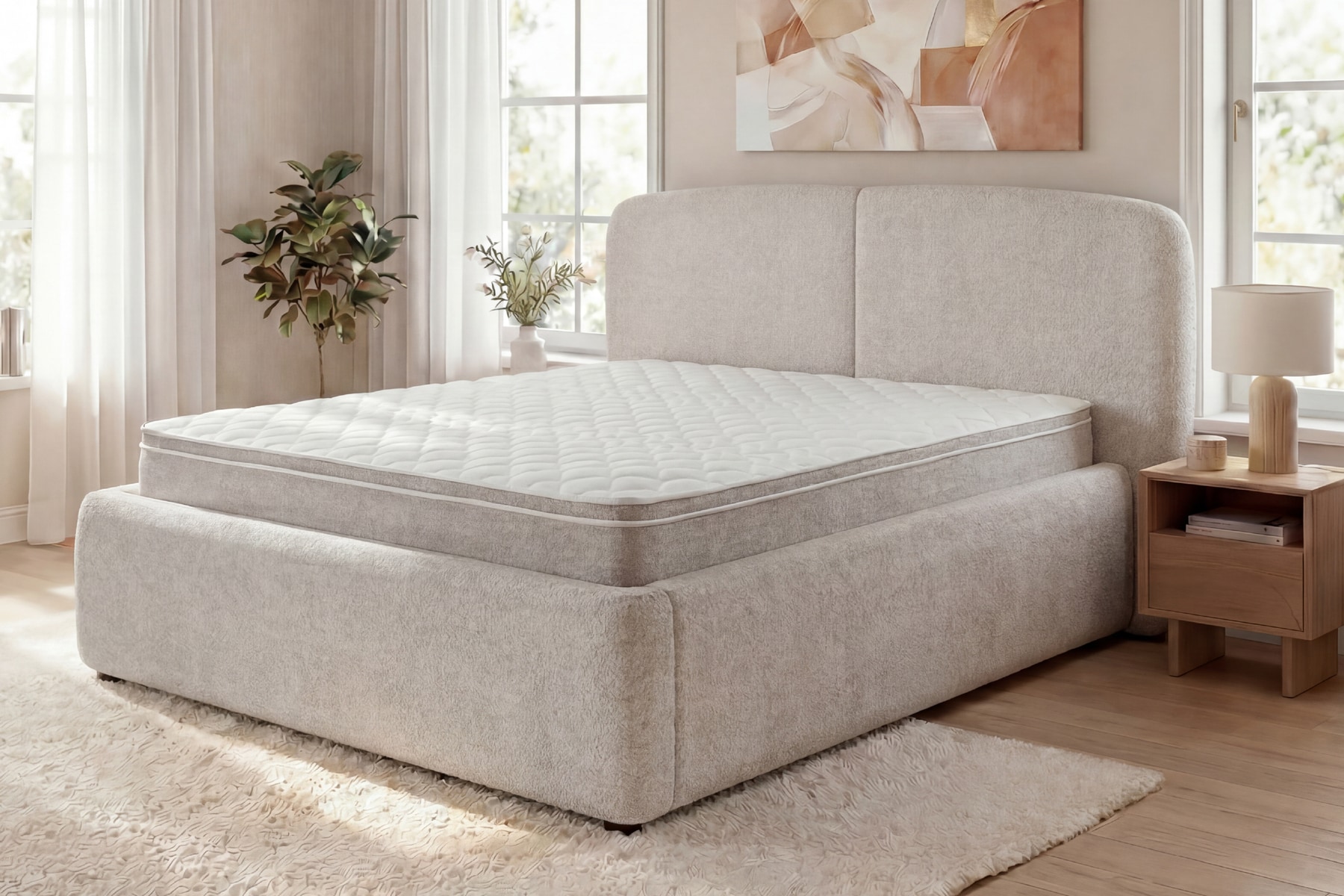 Ergonomische Boxspringmatratze CLOUD FLEX 180x200cm greige Tonnentaschenfederkern 9-Zonen