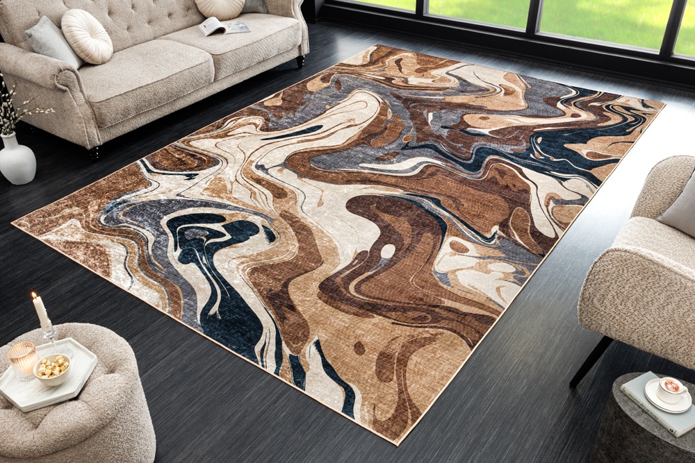 Moderner Teppich EARTH 230x160cm braun beige blau Flachgewebe Indoor