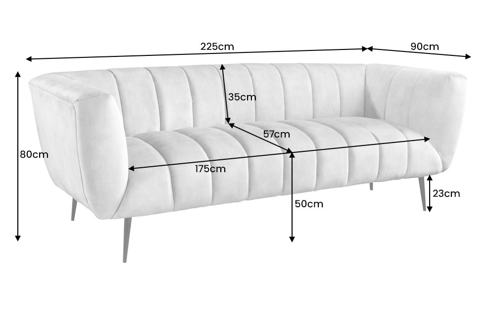 Design 3-Sitzer Sofa NOBLESSE 225cm smaragdgrün Samt Federkern goldene Metallfüße