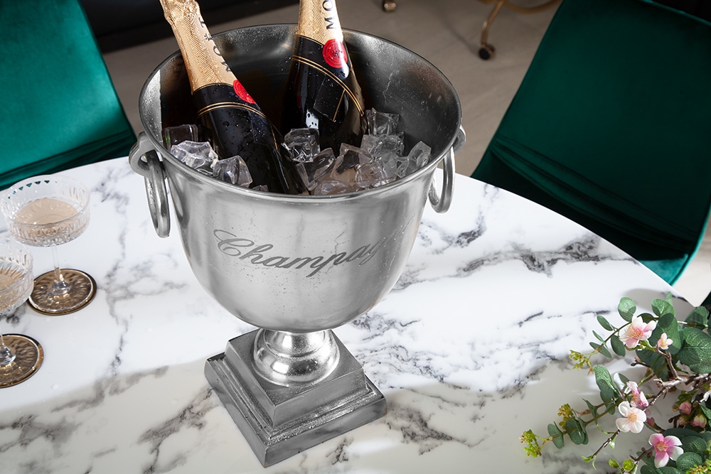 Eleganter Sektkühler CHAMPAGNE 40cm silber Flaschenkühler