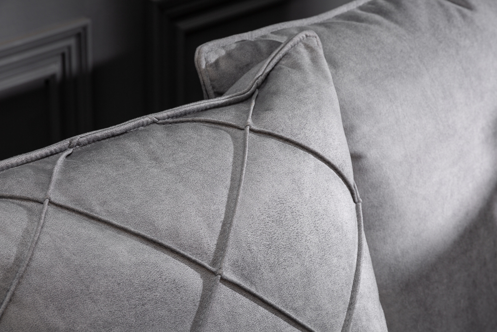 Modernes XXL Ecksofa DECADENCIA 320cm silbergrau Samt Bigsofa inkl. Kissen