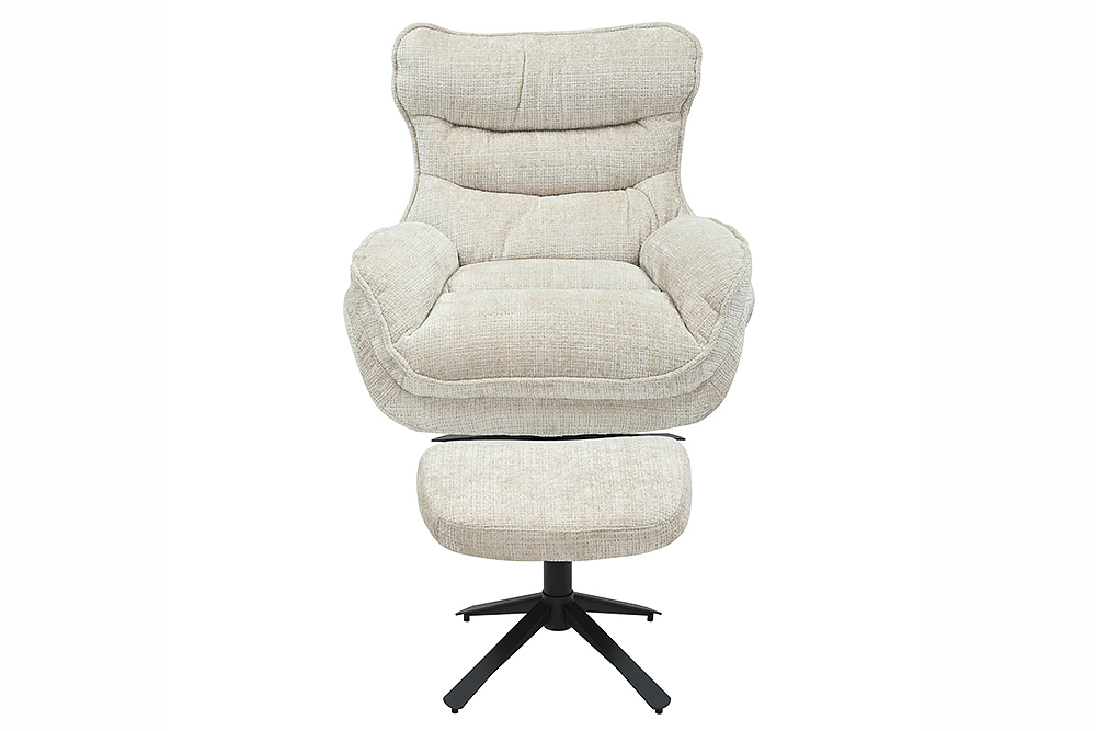 Drehbarer Sessel CLOUD champagner beige Chenille schwarz Metall Drehbarer Sessel CLOUD champagner beige Chenille schwarz Metall