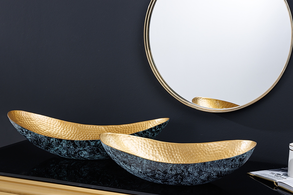 Handgerfertigtes 2er Set Deko Schalen ABSTRACT ORIENT 55cm gold Metall Patina » Jetzt kaufen