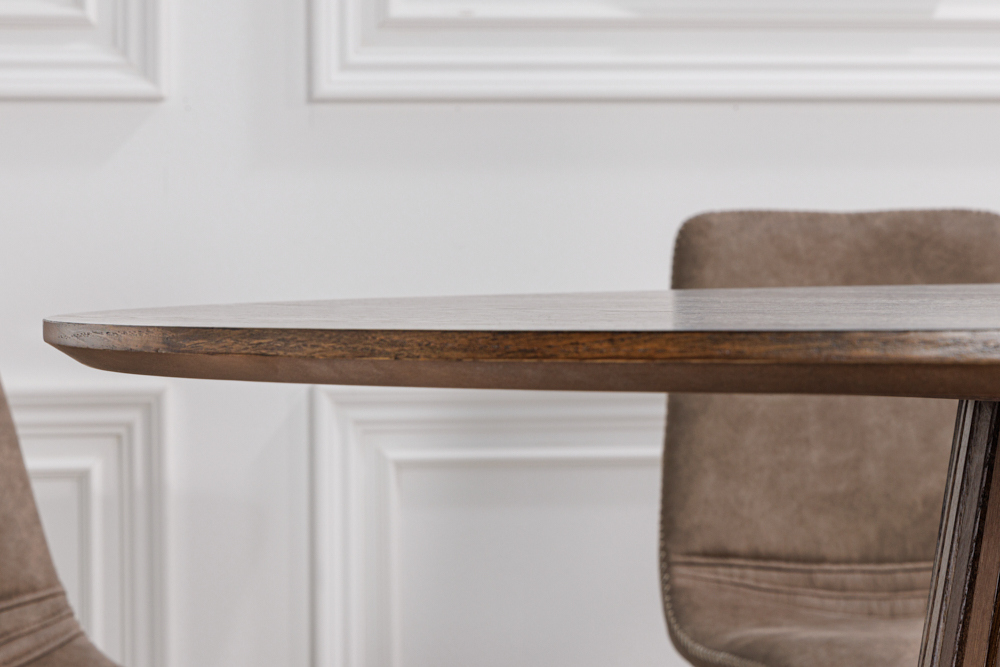 Runder Esstisch VALHALLA WOOD 120cm smoked Eichenholz Säulenfuß