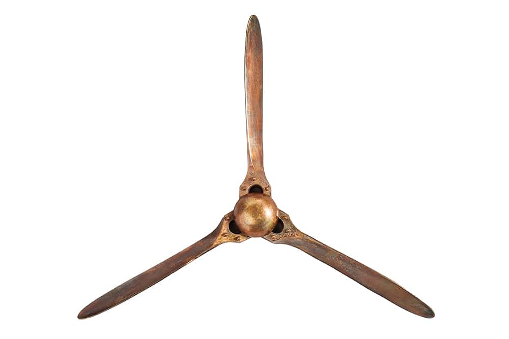 Authentische Wanddekoration SCREW III 97cm kupfer geflammt Flugzeug Propeller