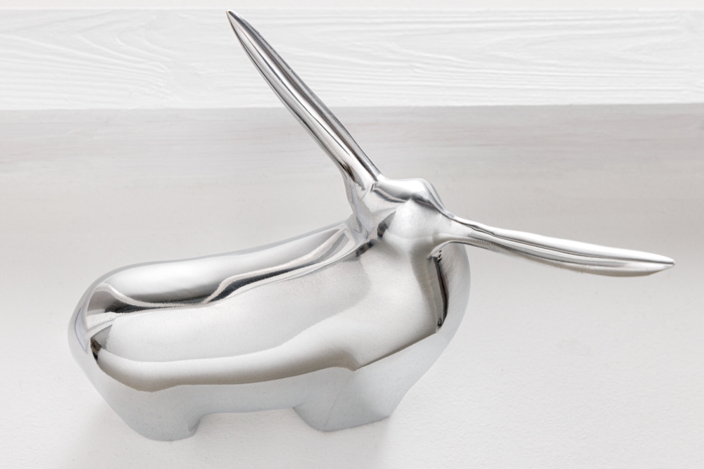Moderne Skulptur BIG BULL silber Aluminium Dekoration Stierfigur Briefbeschwerer