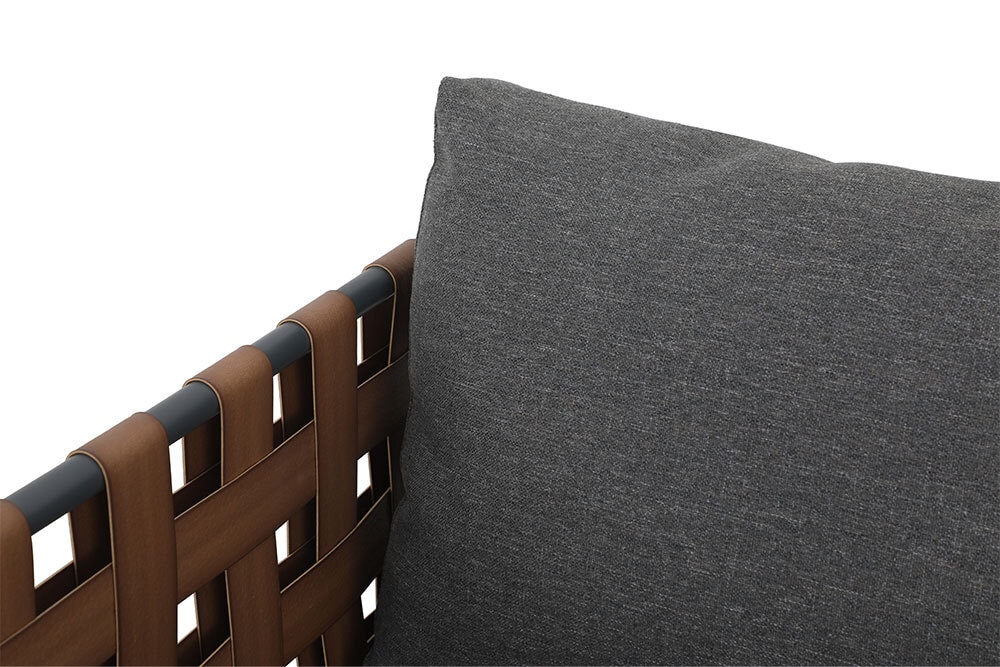 In- und Outdoor Lounge-Sessel UNIQUE 70cm schwarz braun grau Aluminium inkl. Kissen