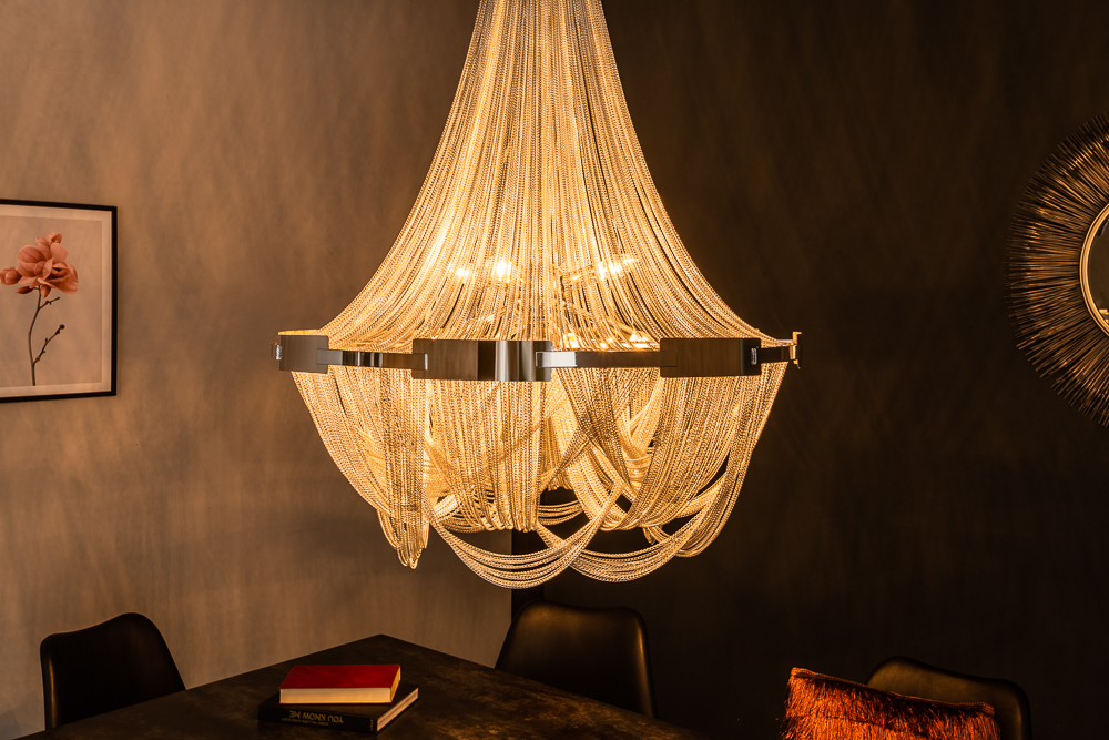 Extravaganter Kronleuchter ROYAL XL 70cm silber Hängeleuchte